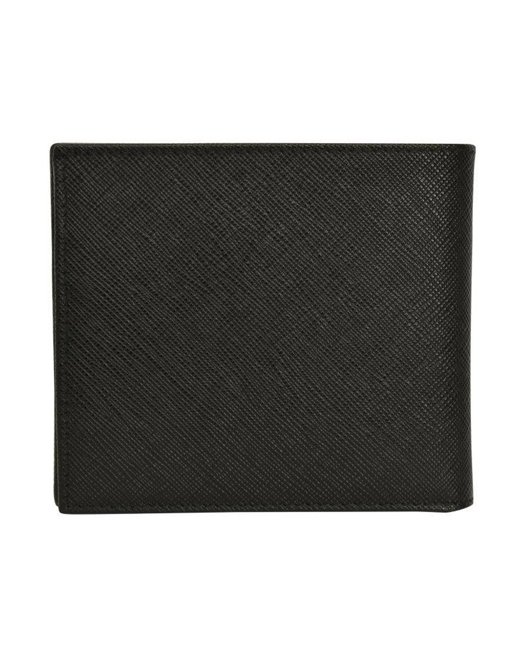 Prada Black Triangle-Logo Bi-Fold Wallet for men