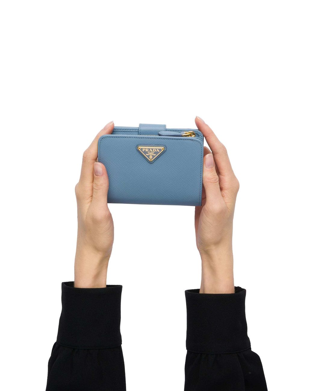 Prada Blue Small Saffiano Leather Wallet