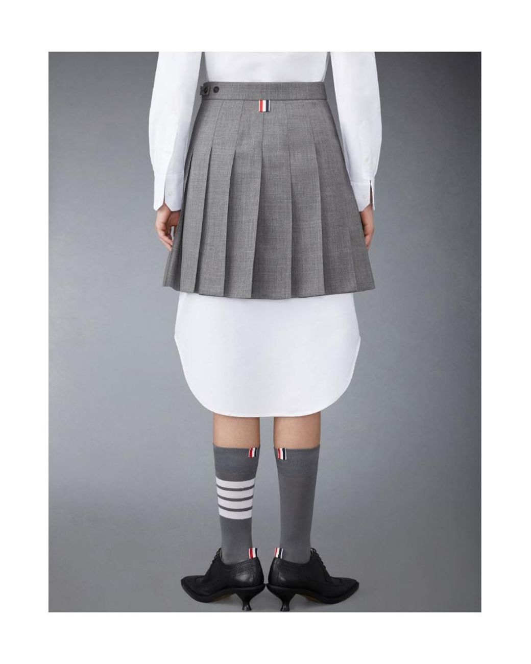 Thom Browne Gray Pleated Mini Skirt