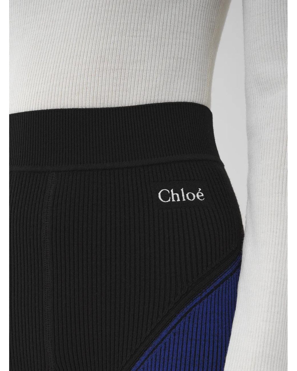 Chloé Blue Chloé Patchwork High-Waisted Leggings