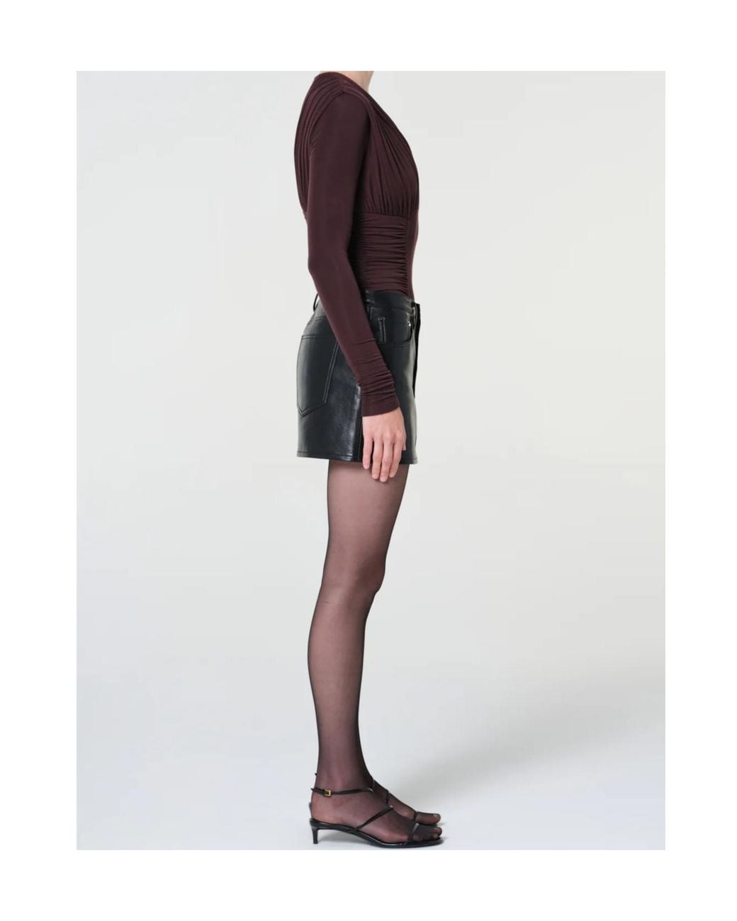 Agolde Black Mini Keira Topstitching Skirt