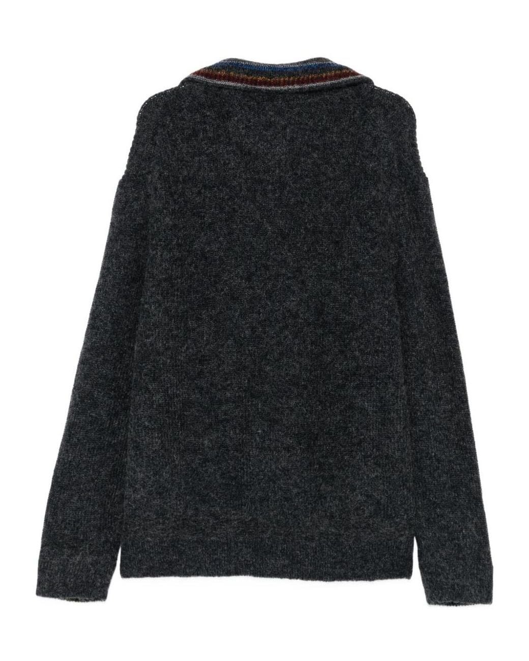 Paul Smith Black Ps Half-Zip Striped-Collar Jumper for men