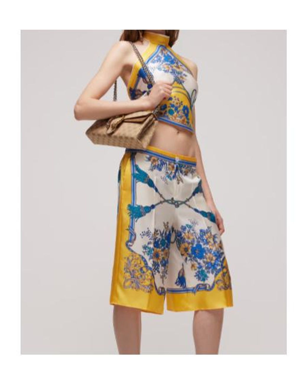Gucci Blue Printed Silk Twill Top