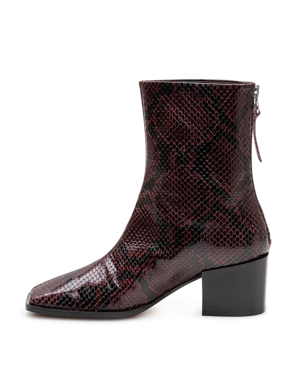 Aeyde Brown Logo Embossed Square Toe Boots