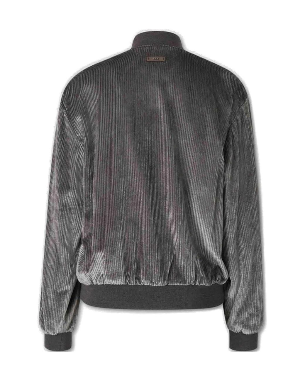 Peserico Gray Zipped Bomber Jacket