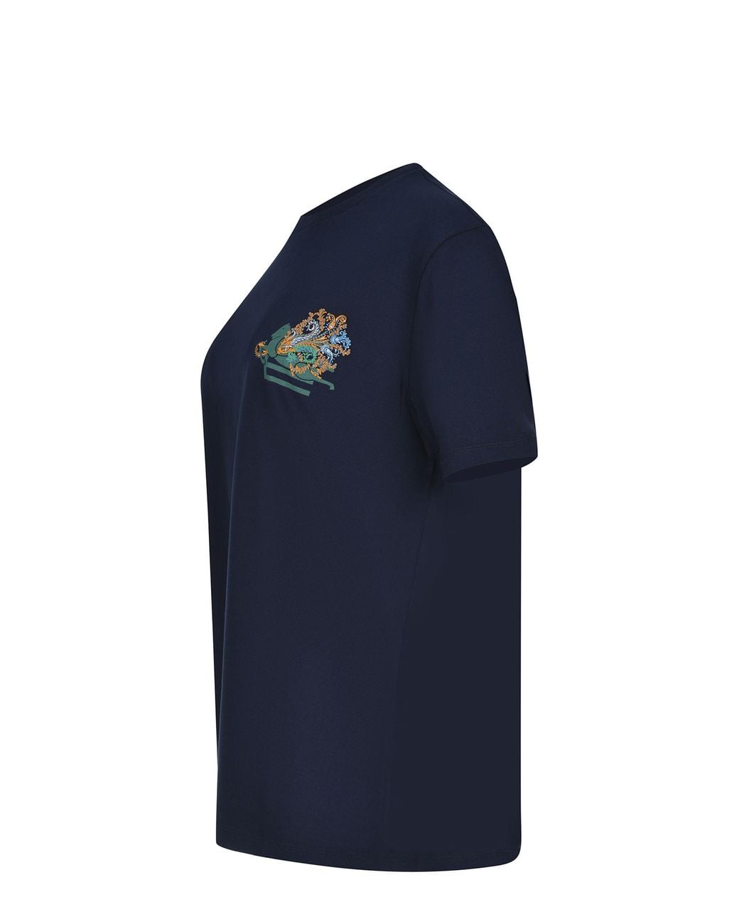 Etro Blue Pegaso Embroidered Short-Sleeved T-Shirt