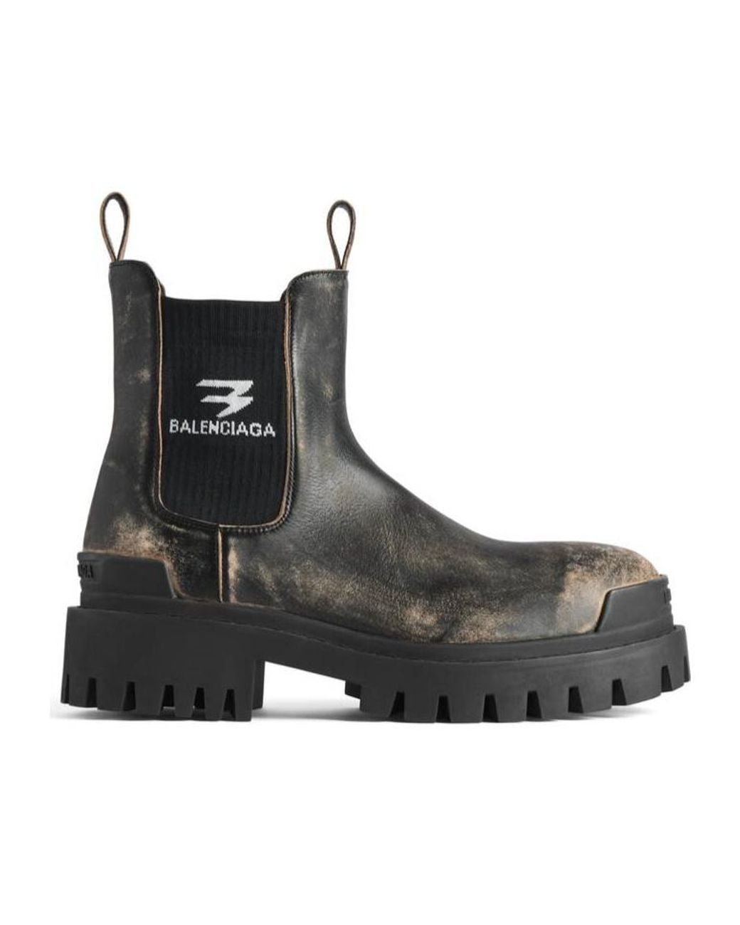 Balenciaga Black Strike Chelsea Calfskin Boots for men