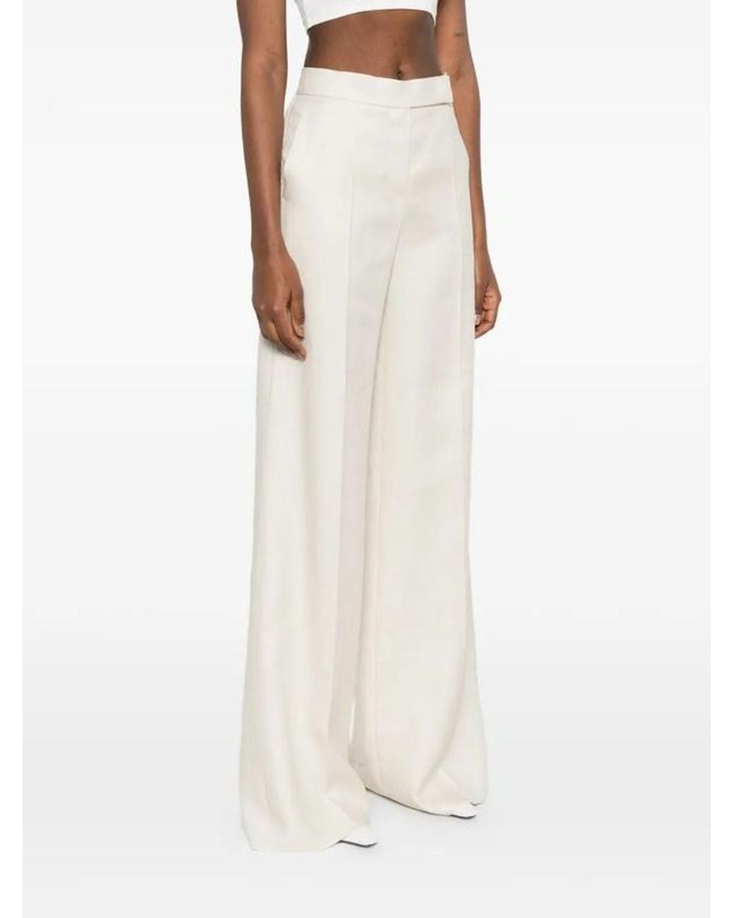 Max Mara White Badesse Tailored Linen Trousers