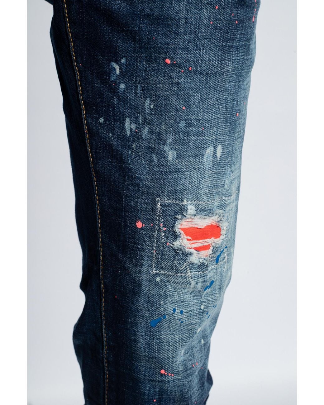 DSquared² Cool Girl Distressed Mid Rise Jeans in Blue | Lyst