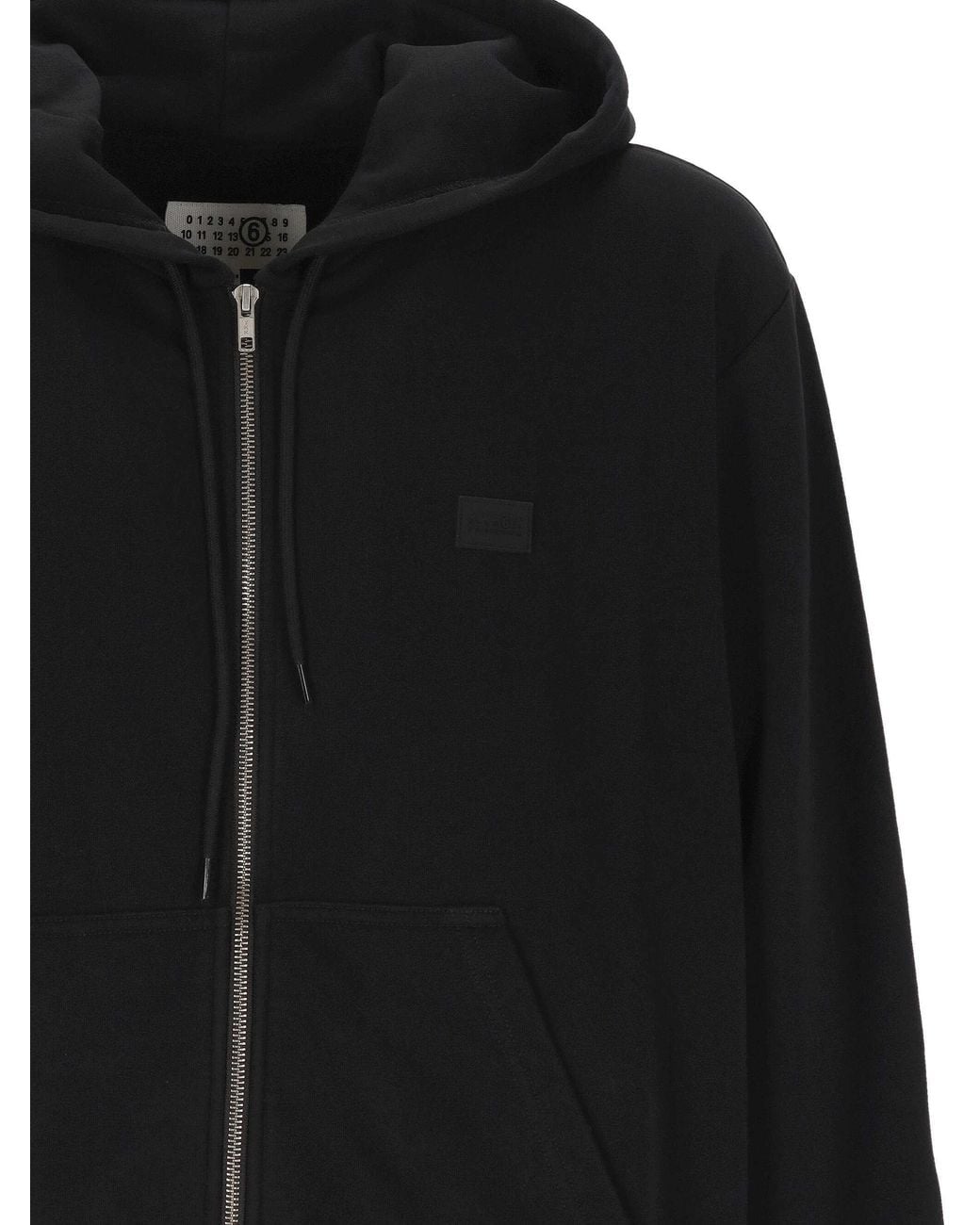MM6 by Maison Margiela Black Logo-Patch Zip-Up Hoodie for men