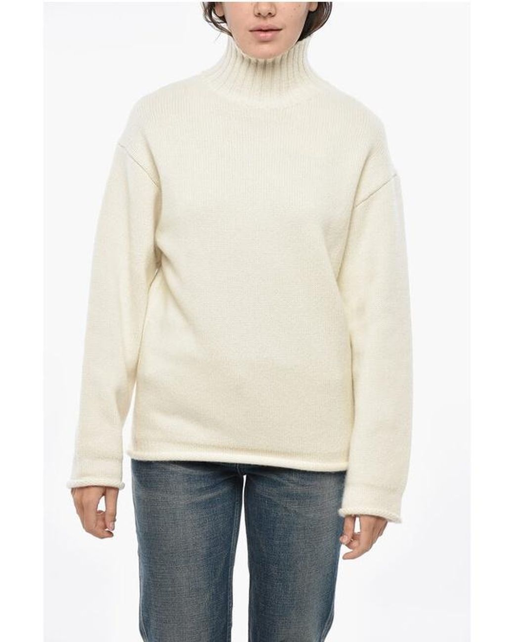 Bottega Veneta White High Neck Knitted Jumper