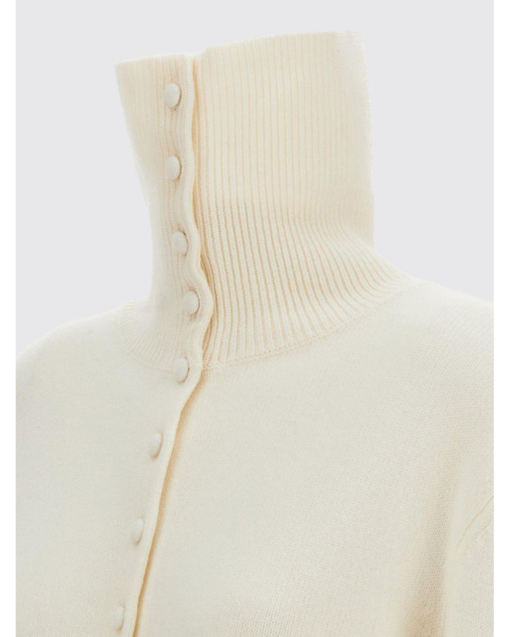 Lisa Yang White Button-Up Mock-Neck Sweater