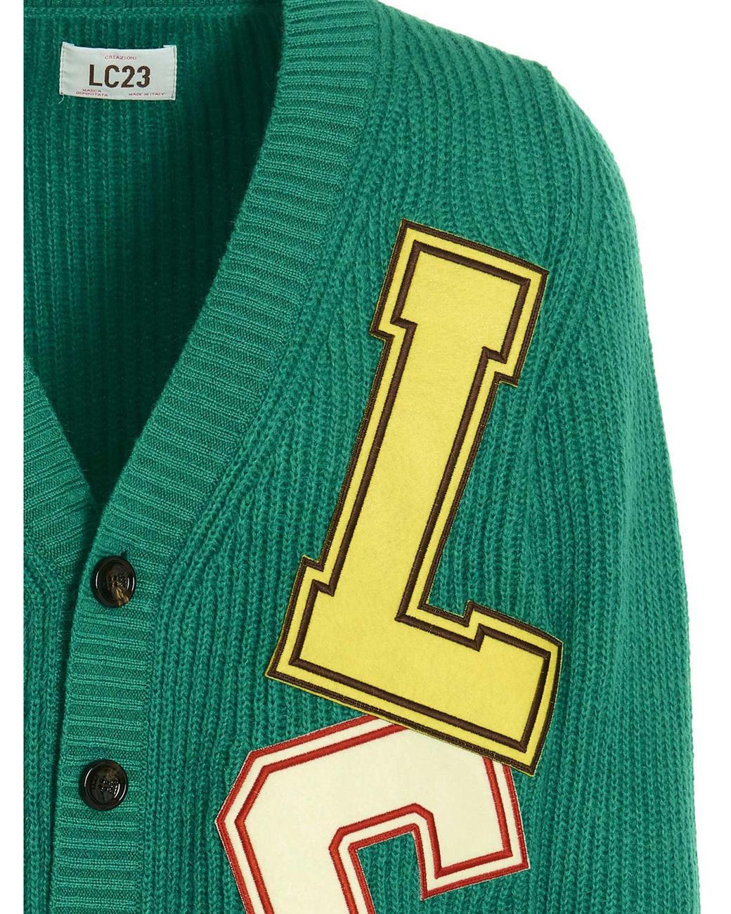 LC23 Green V-Neck Cardigan for men