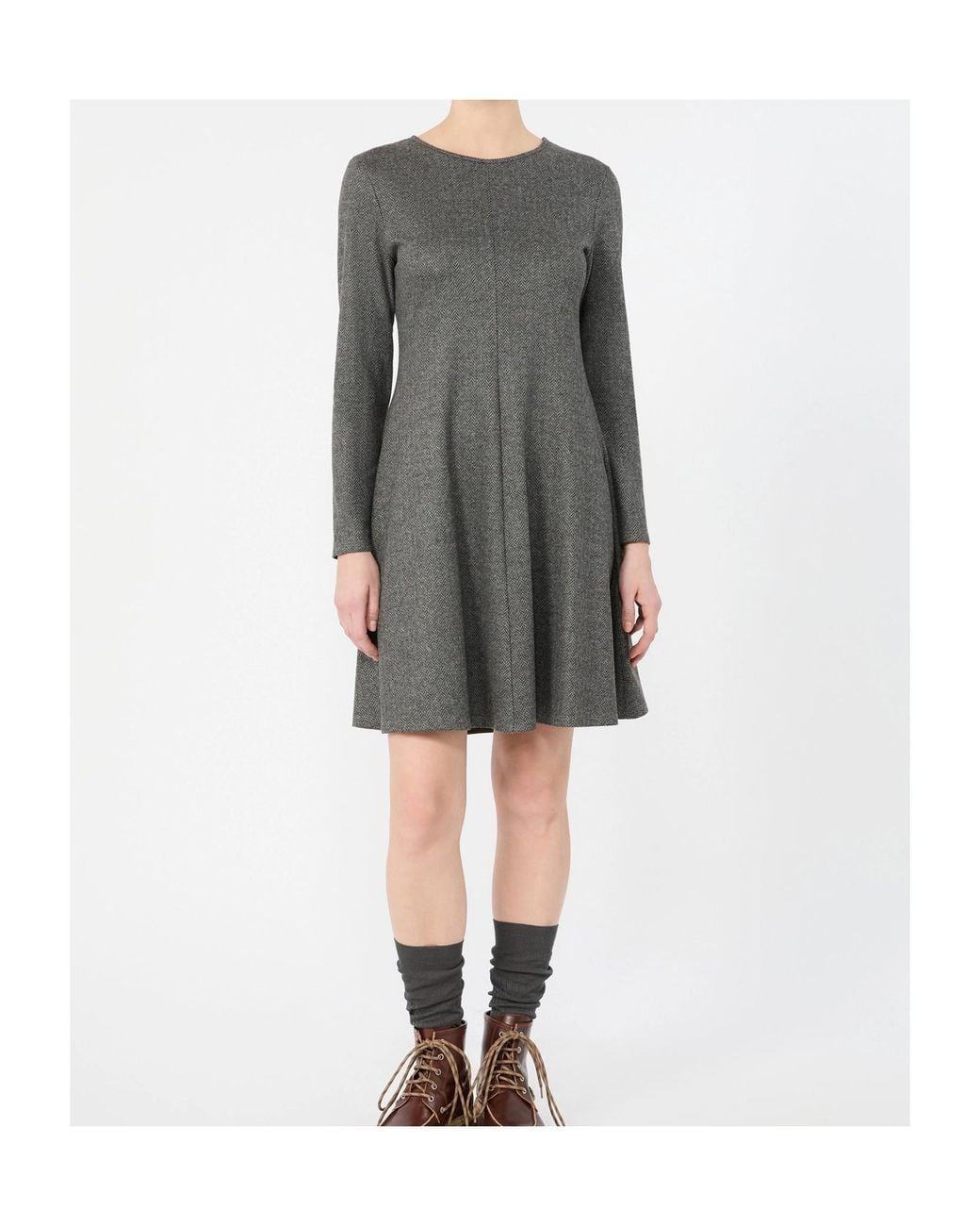 Weekend by Maxmara Gray Flared Jacquard Jersey Dress