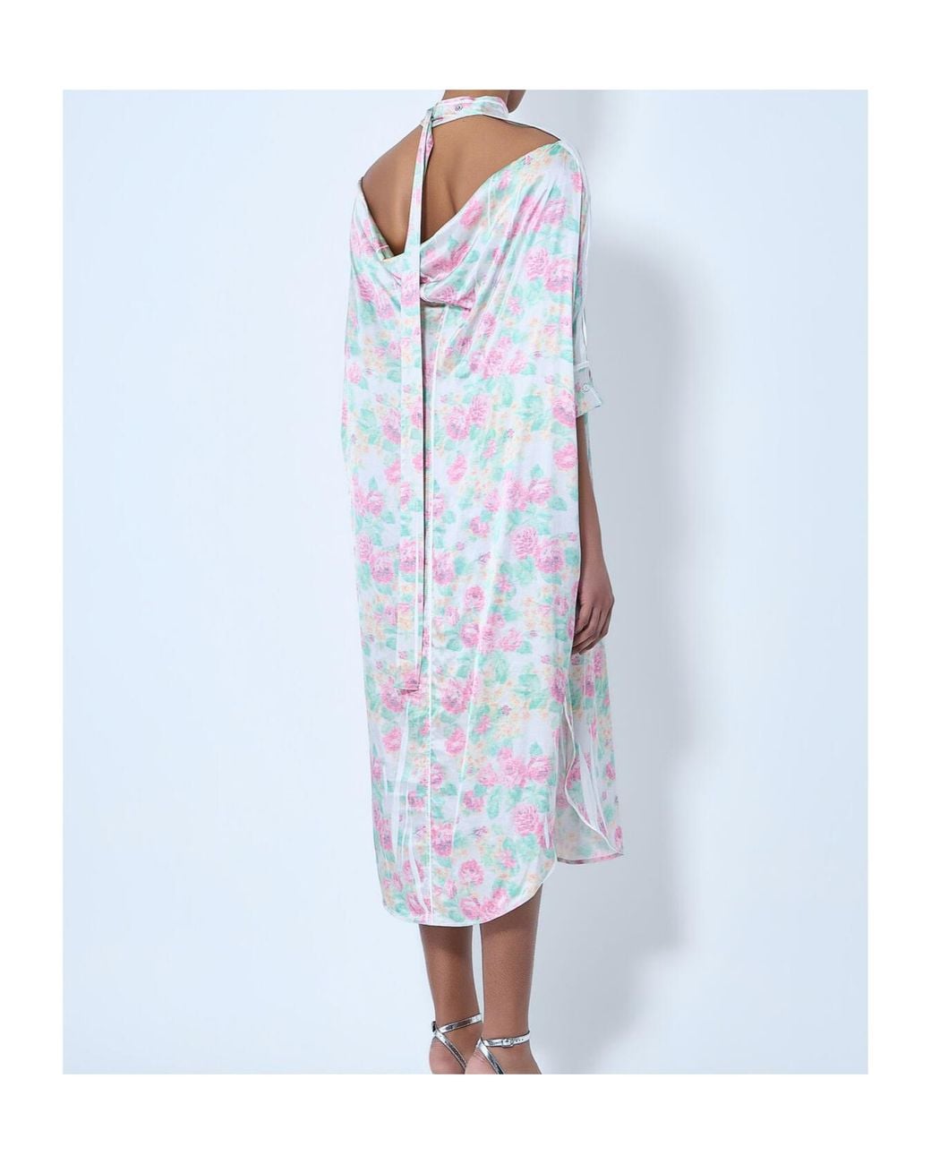 Acne Gray Floral Printed Shirt Dress