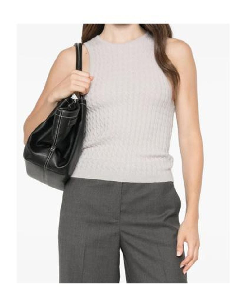 Lisa Yang White Crew-Neck Knit Vest