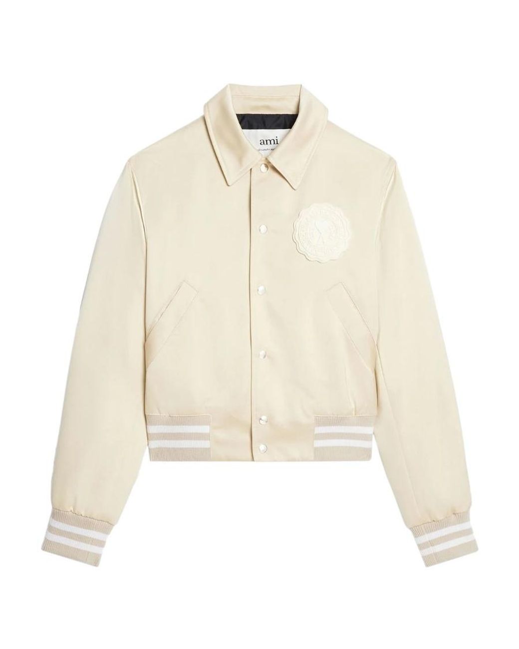 AMI Natural Logo Patch Varsity Jacket for men