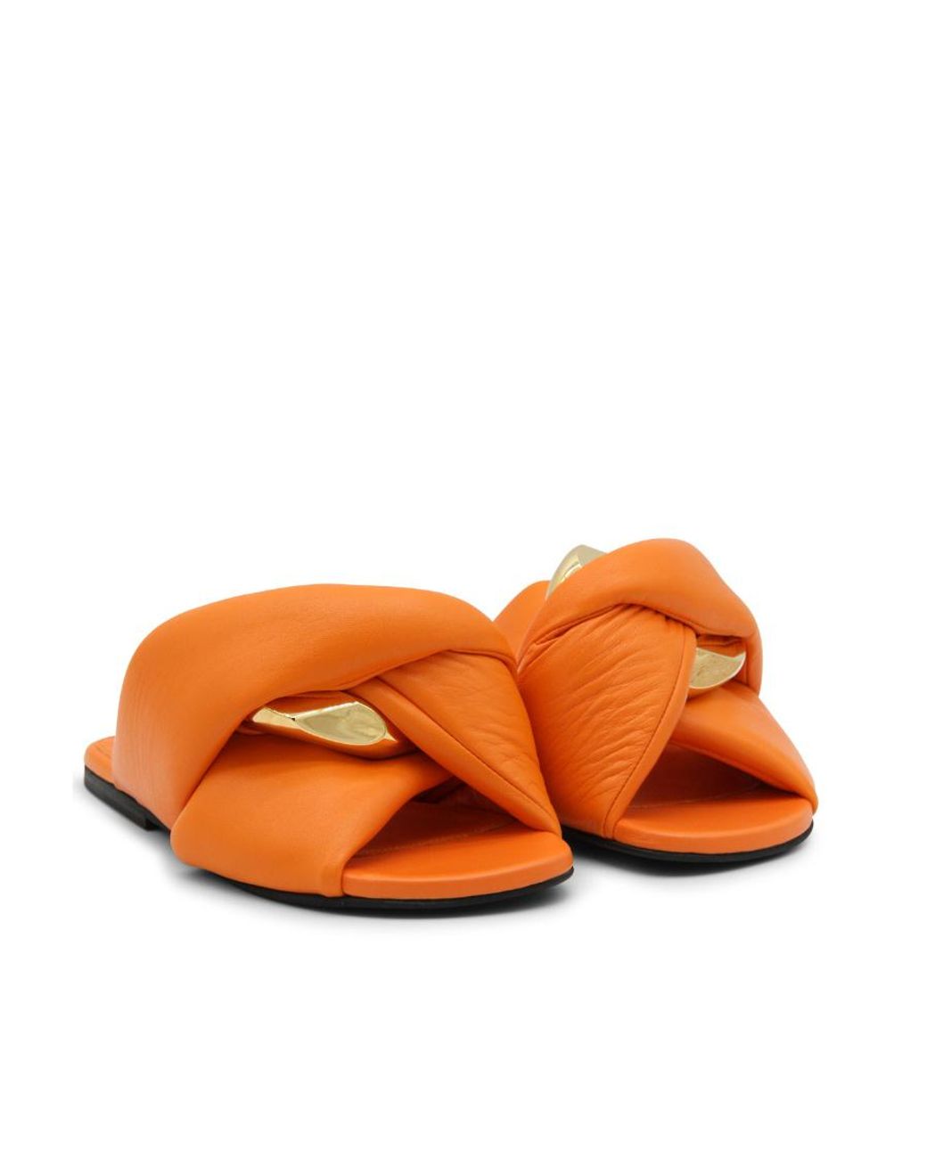 J.W. Anderson Orange Chain Twist Leather Slides