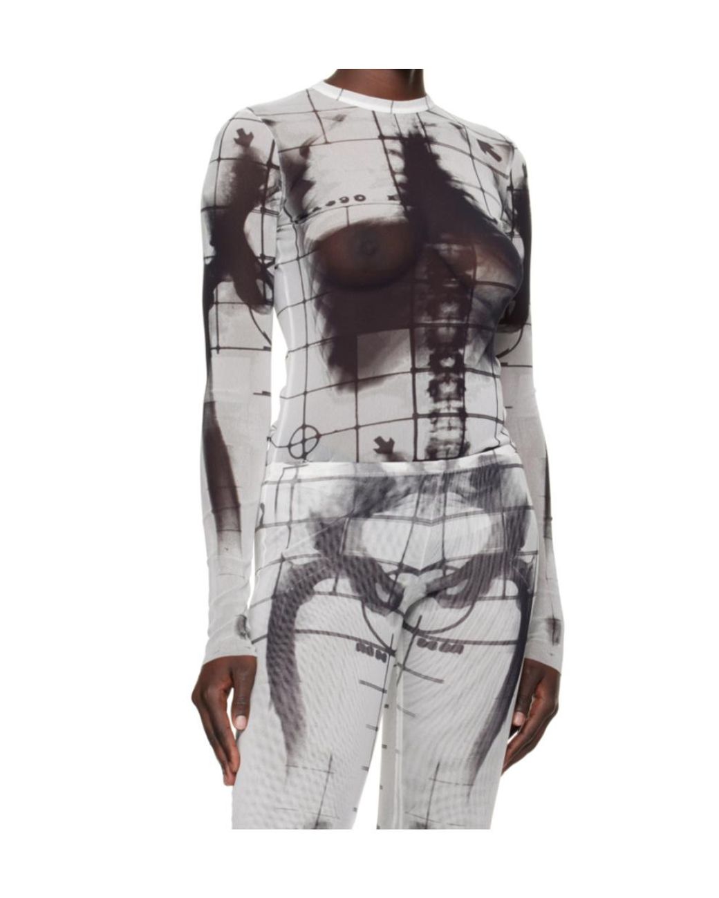 Jean Paul Gaultier Gray Squeletor-Print T-Shirt