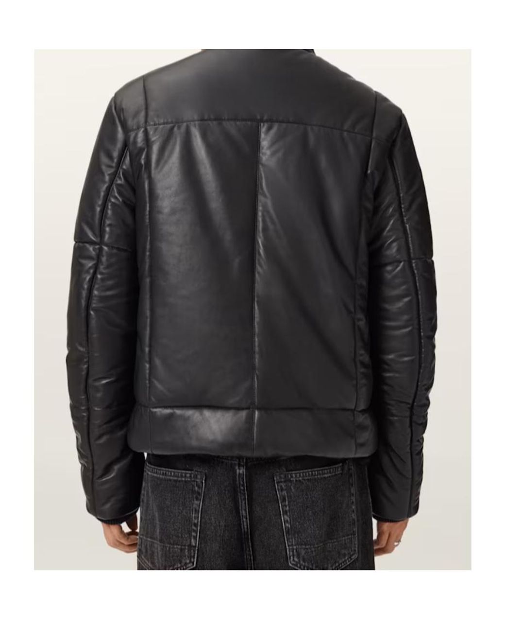 AllSaints Black Leather Furse Puffer Jacket for men