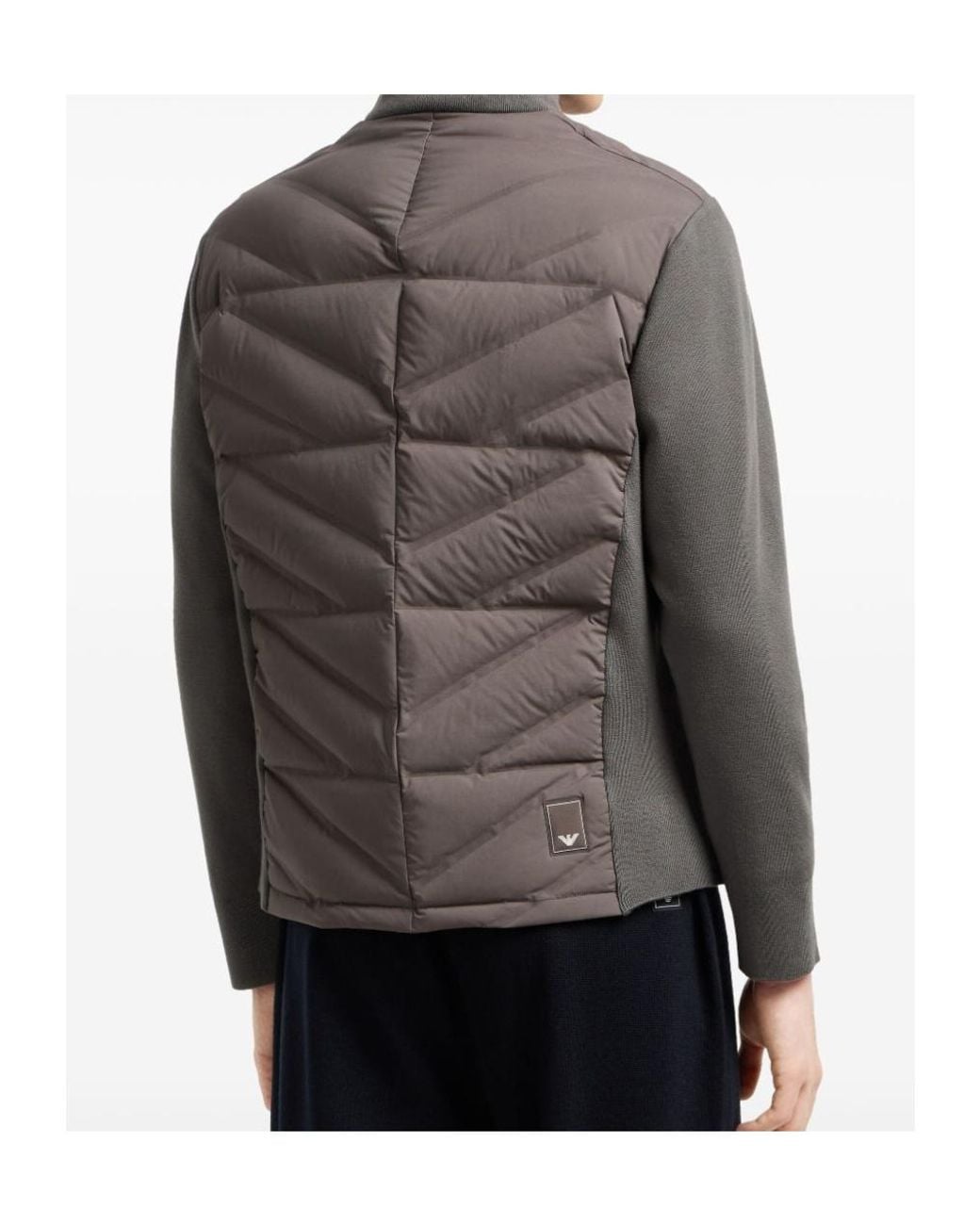 Emporio Armani Gray Quilted Panelled Padded Jacket for men