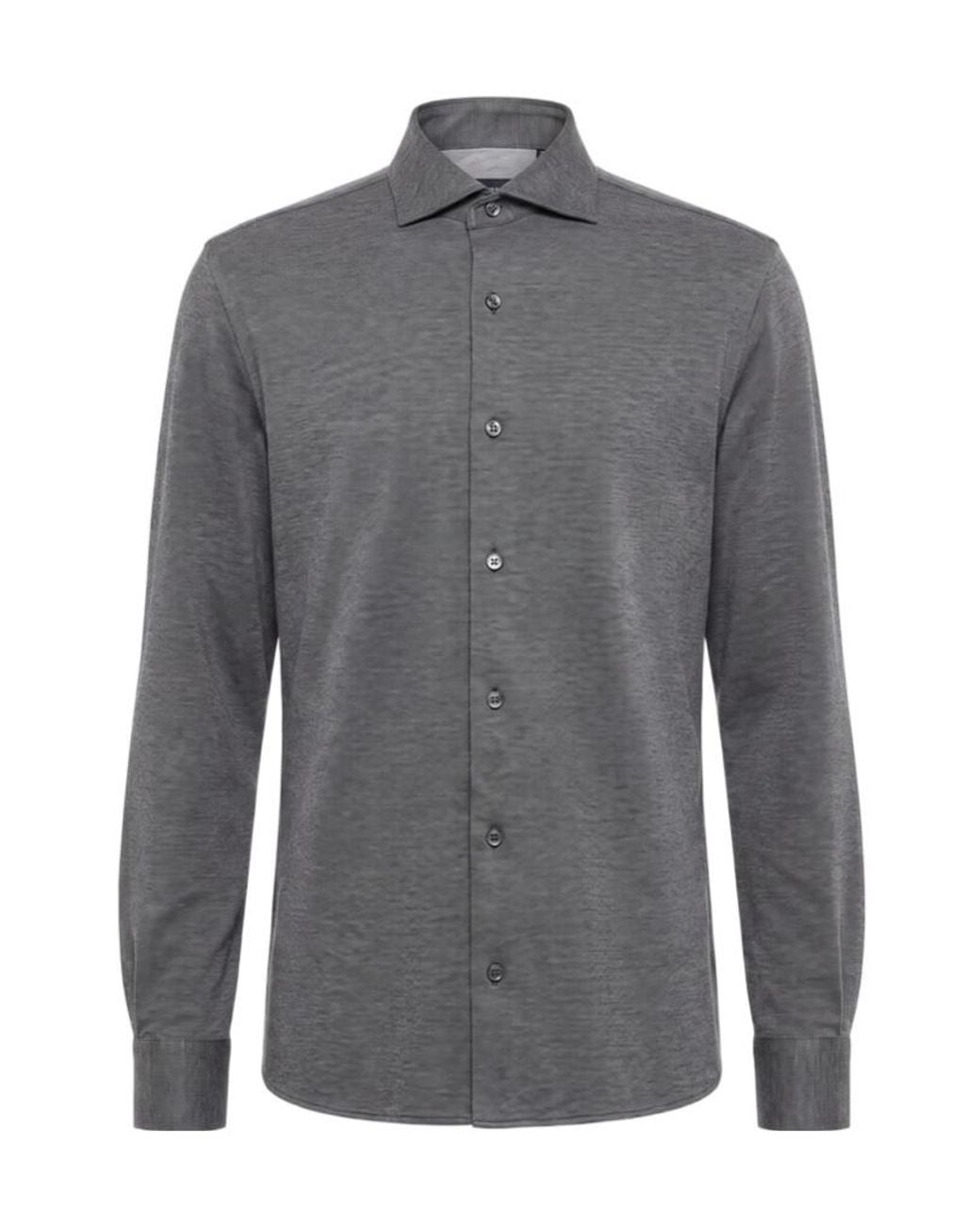 Peserico Gray Long-Sleeve Button-Up Shirt for men