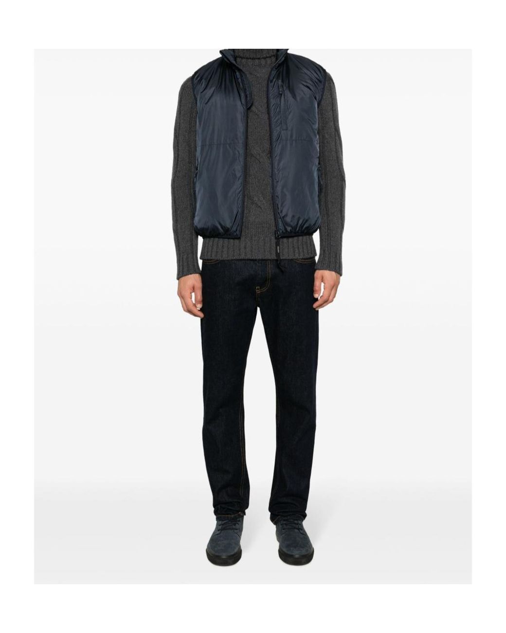 Aspesi Blue Jil Zip-Up Padded Gilet for men