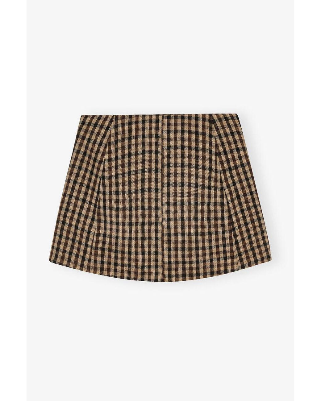 Ganni Brown Check Mini Skirt