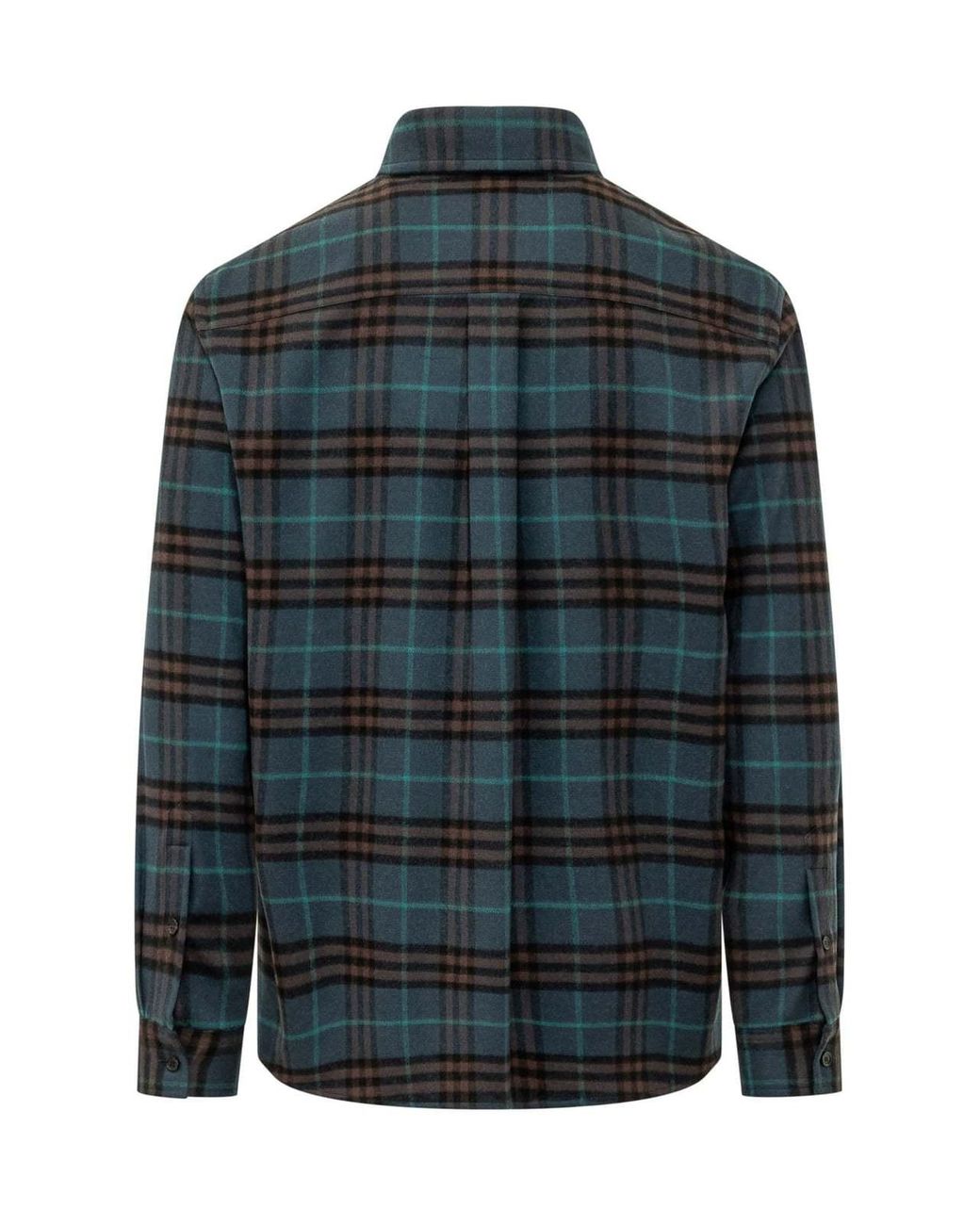 Burberry Blue Long Sleeved Checked Shirt for men