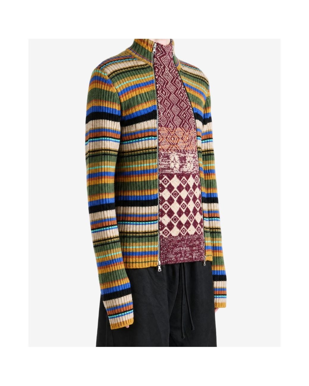 Dries Van Noten Multicolor Ribbed Cardigan for men