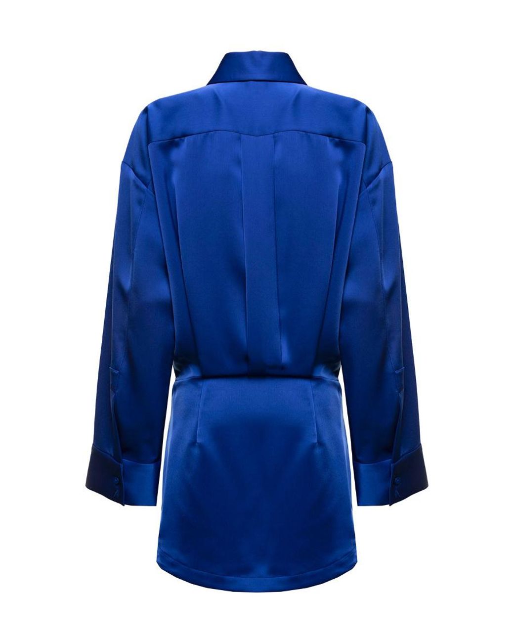 The Attico Blue The Ruffled Hem Satin Mini Dress