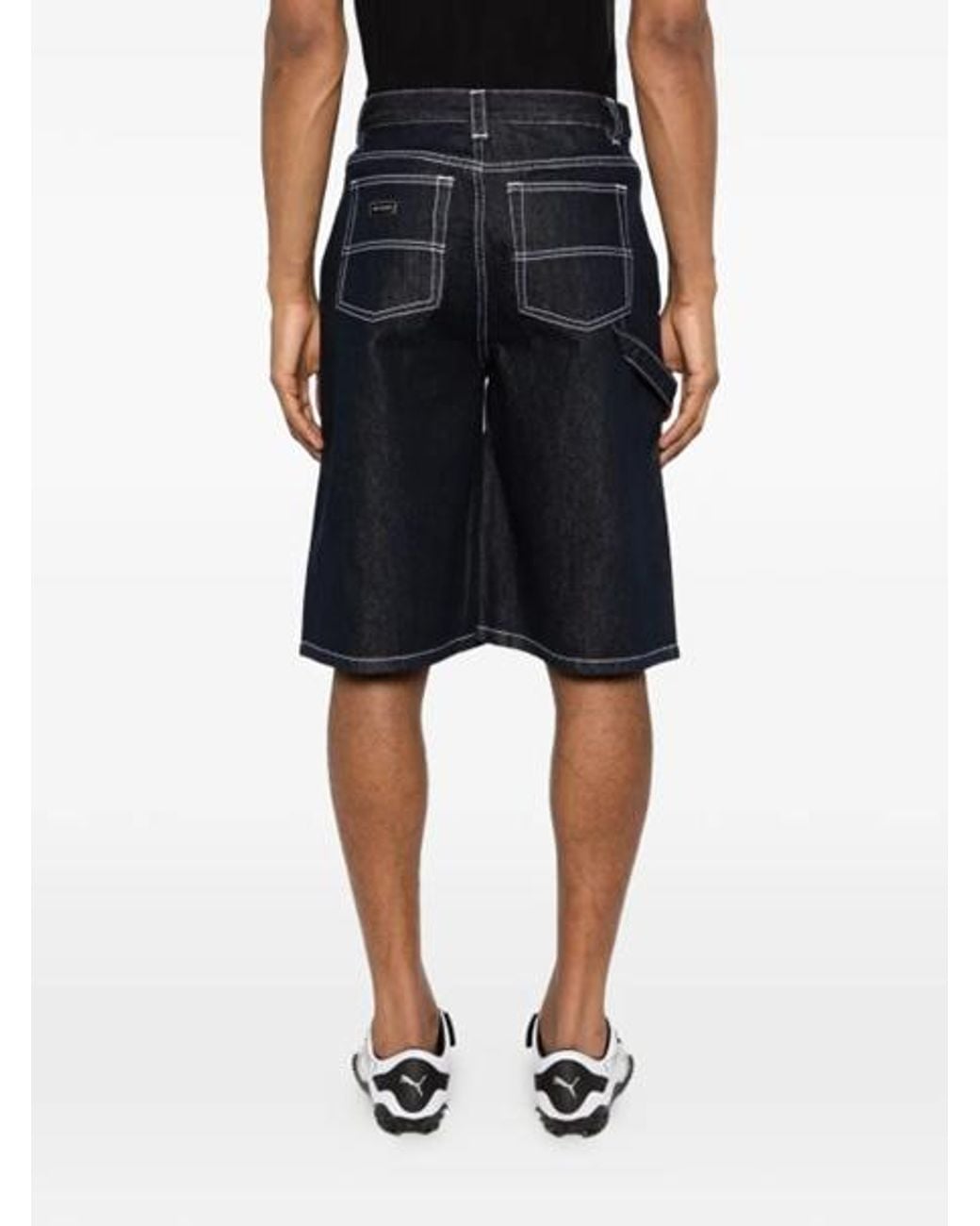 WRSTBHVR Blue Contrast-Stitch Denim Shorts for men