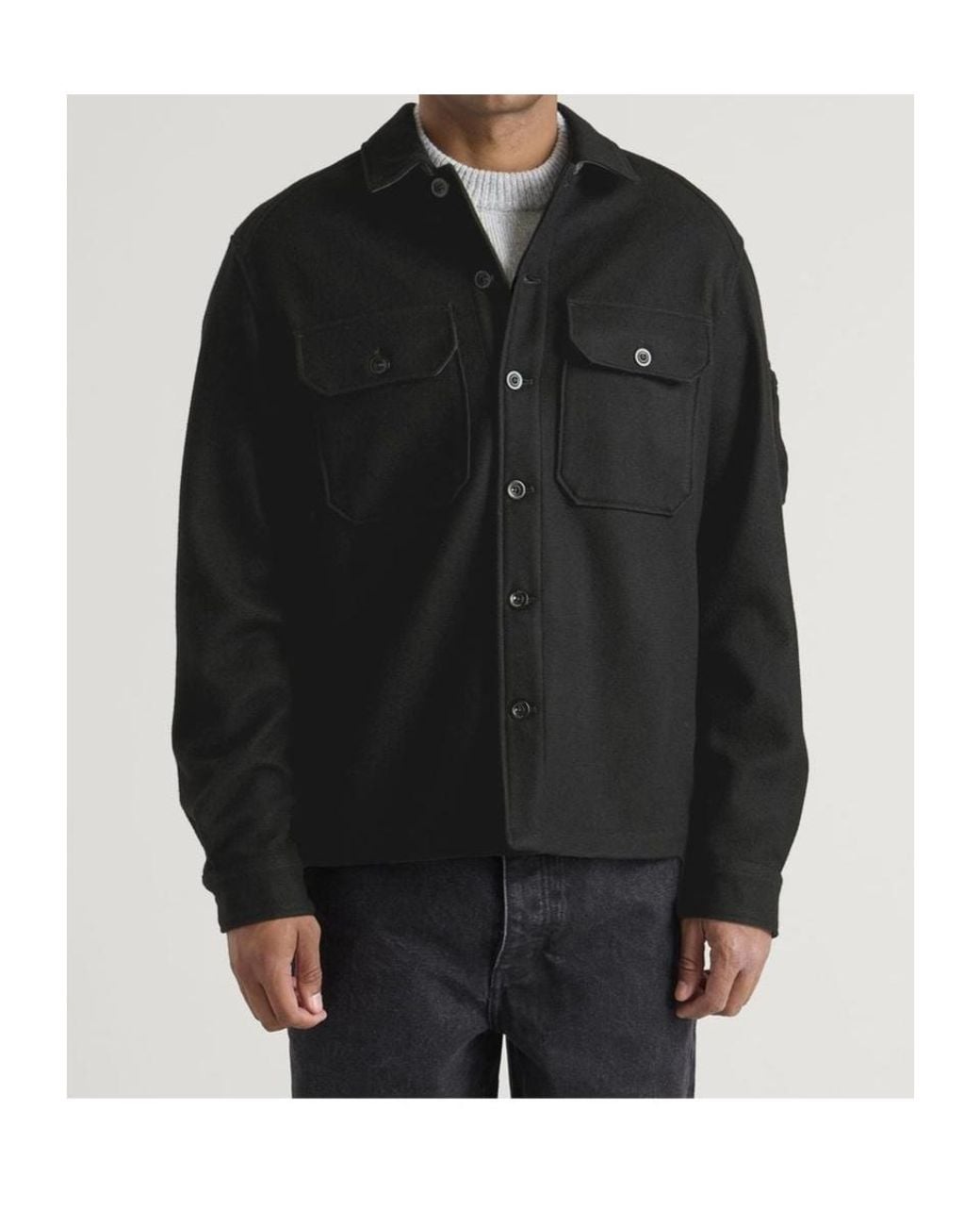 C P Company Black Felted Shirt Jacket for men