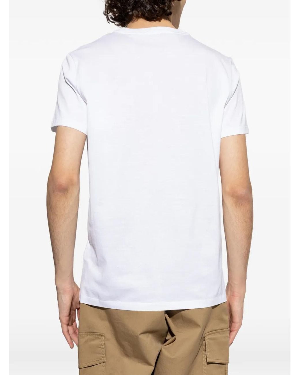 Moncler White Logo Patch Crewneck T-Shirt for men