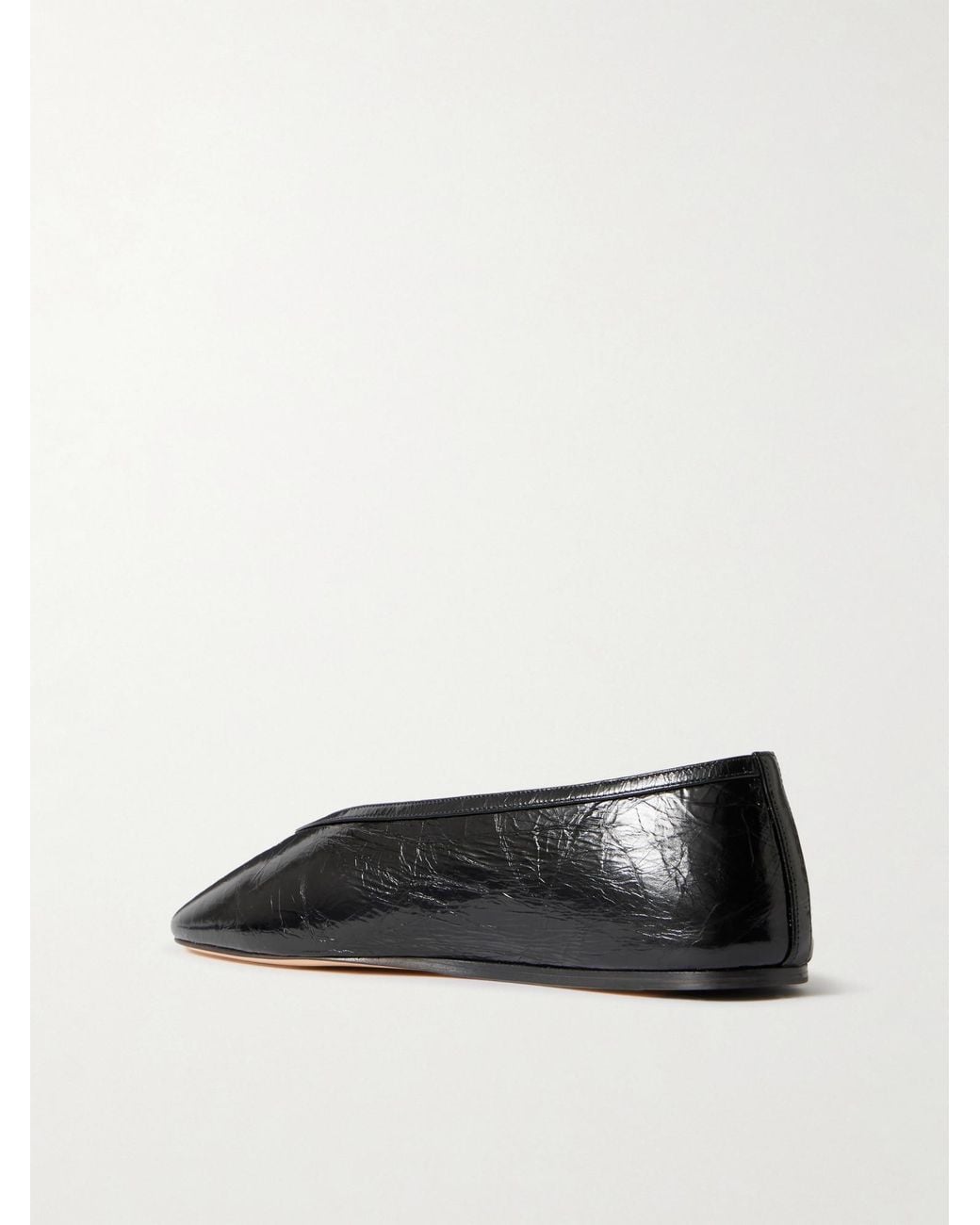 Le Monde Beryl Black Luna Crinkled-Leather Ballet Flats