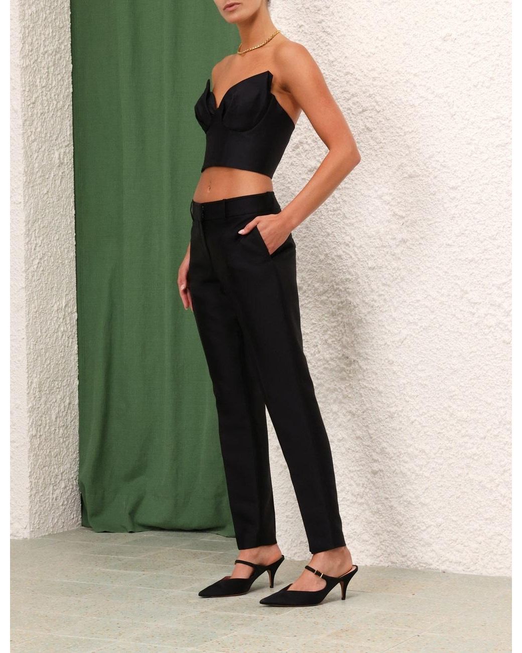 Zimmermann Black Matchmaker Moulded-Cup Crop Top