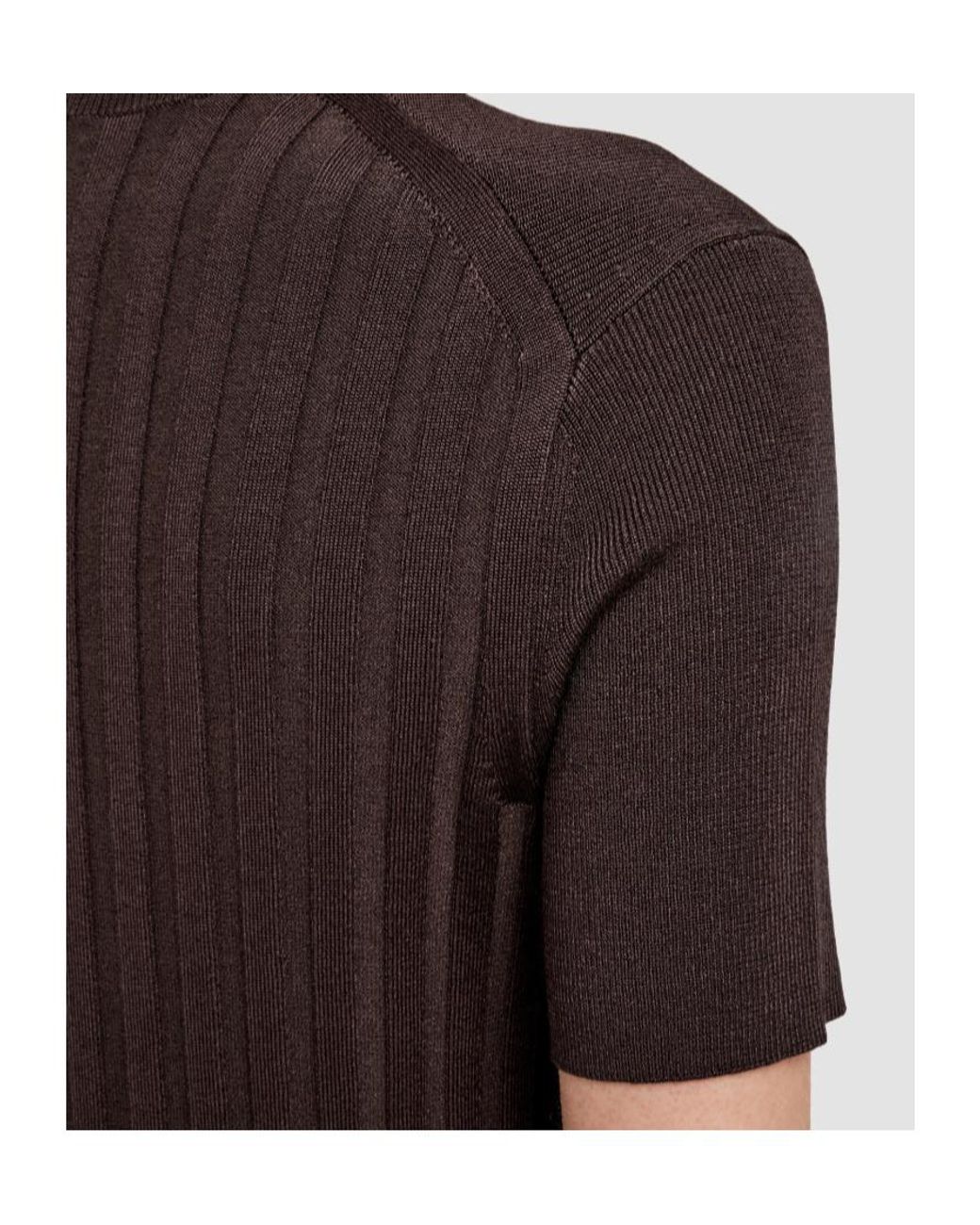 Joseph Brown Satiny Rib Knit Top