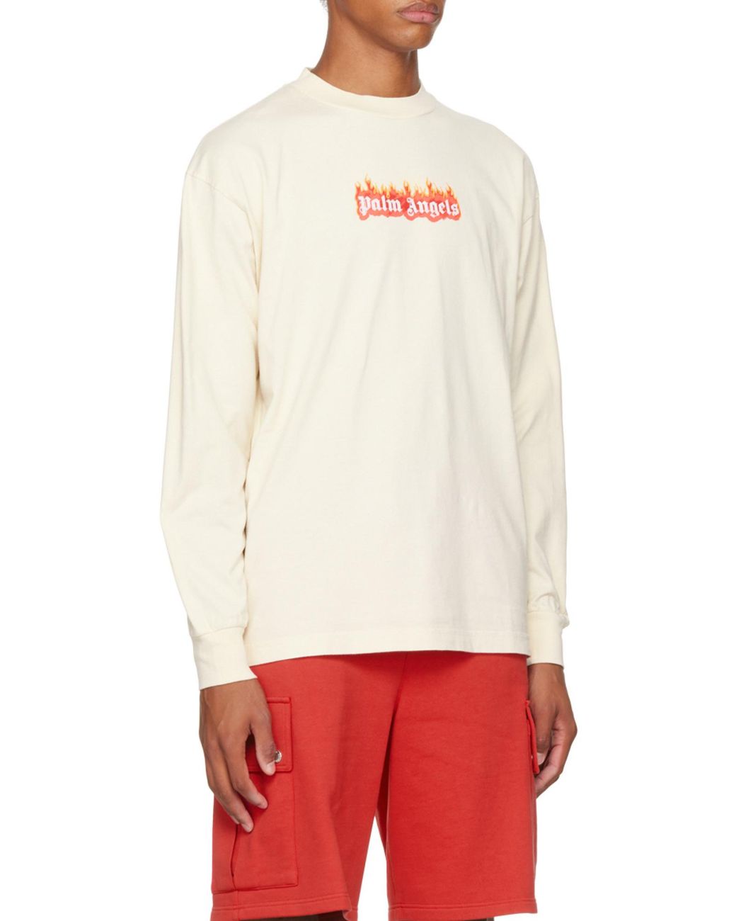 Palm Angels White Logo-Print Crew Neck Sweatshirt for men