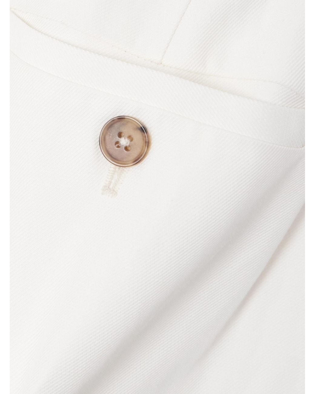 Loulou de Saison White Pleated Twill Straight-Leg Trousers