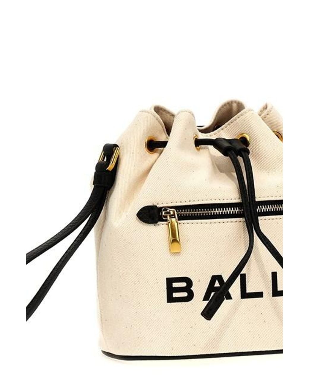 Bally Metallic Logo Printed Bar Mini Bucket Bag