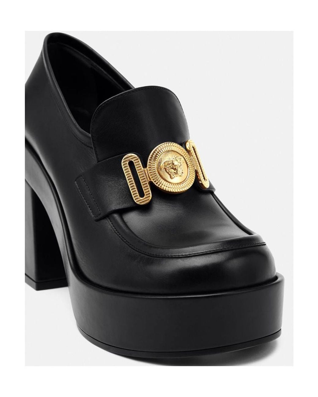 Versace Black Medusa Plaque Slip-On Pumps