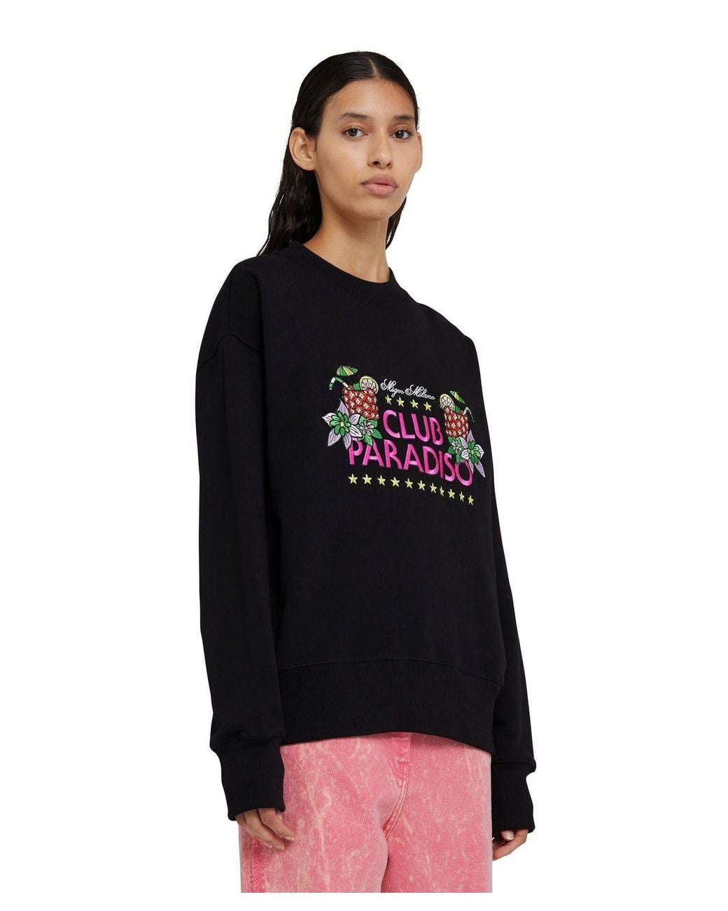 MSGM Black Graphic-Print Sweatshirt