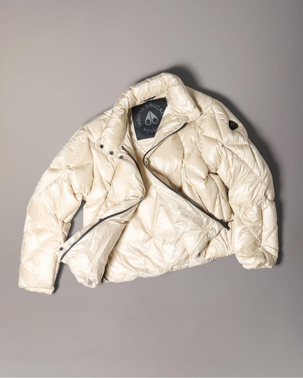 Moose Knuckles Natural Quilted Patch Down Jacket