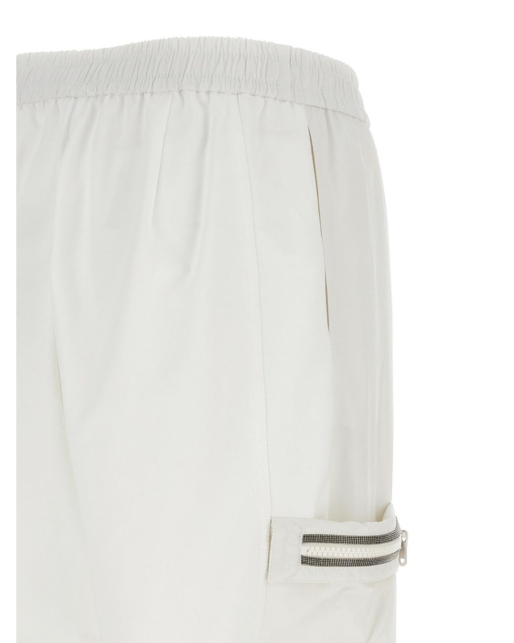 Brunello Cucinelli White Drawstring Cargo Pants