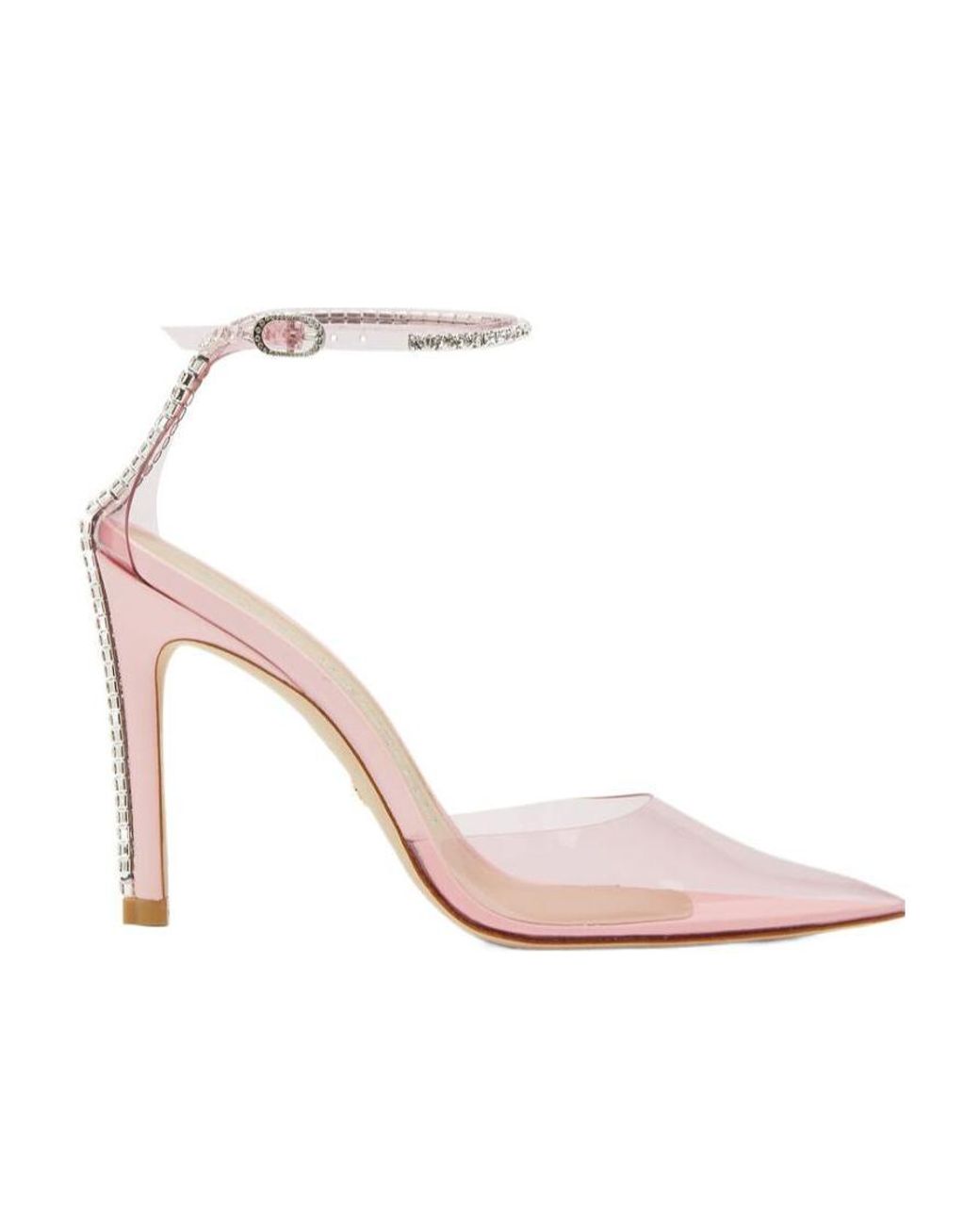 Stuart Weitzman Pink Crystal-Embellished Pointed Pumps
