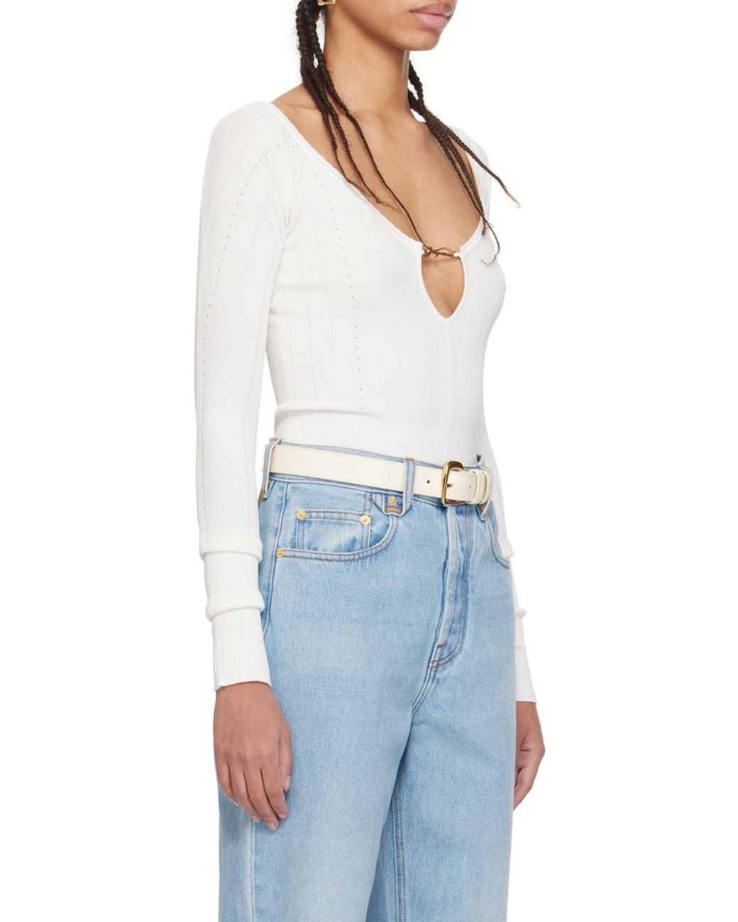 Jacquemus White Long-Sleeved T-Shirt
