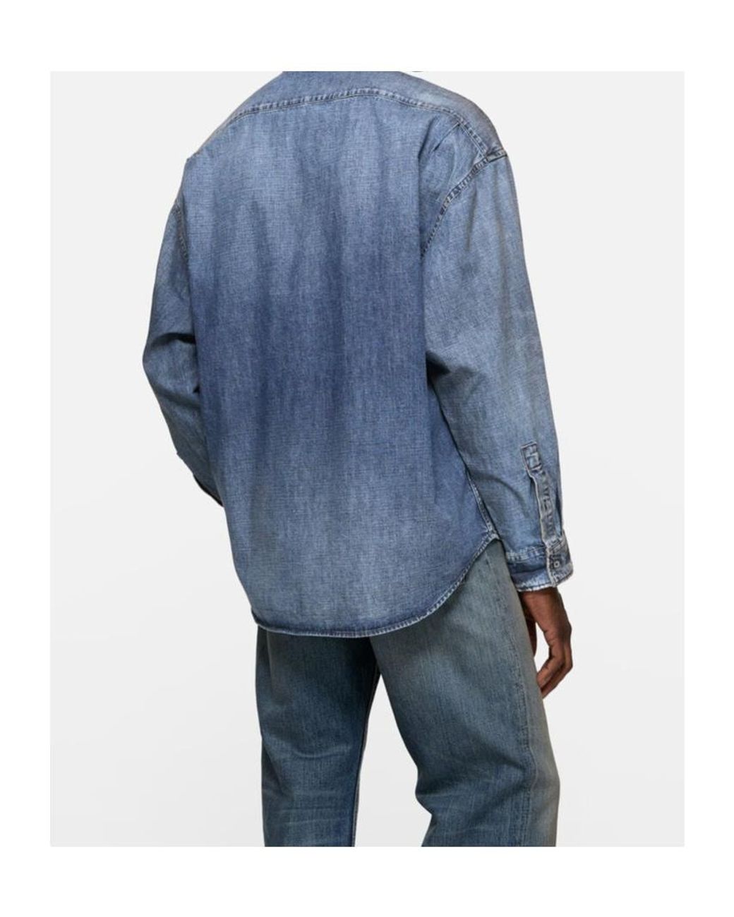 Acne Blue Button-Down Denim Shirt for men