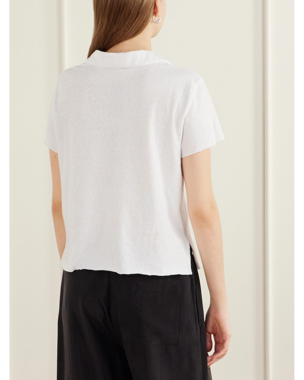 James Perse White Cotton-Piqué Polo Shirt