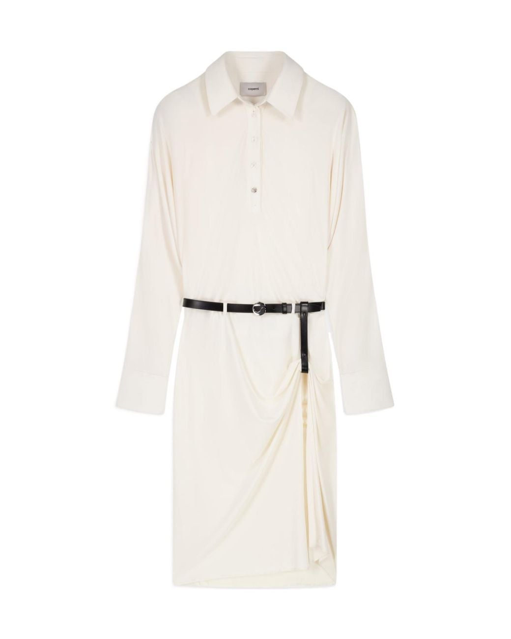 Coperni White Belted Draped Dress
