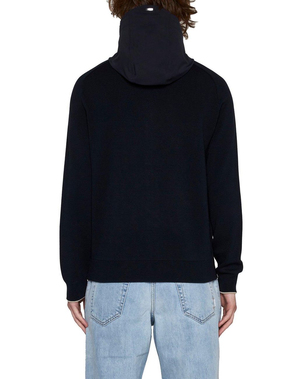 Herno Blue Zip-Up Hooded Jacket for men